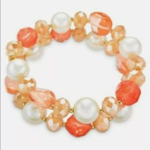 Gold Pink Elastic Bracelet Charter Club